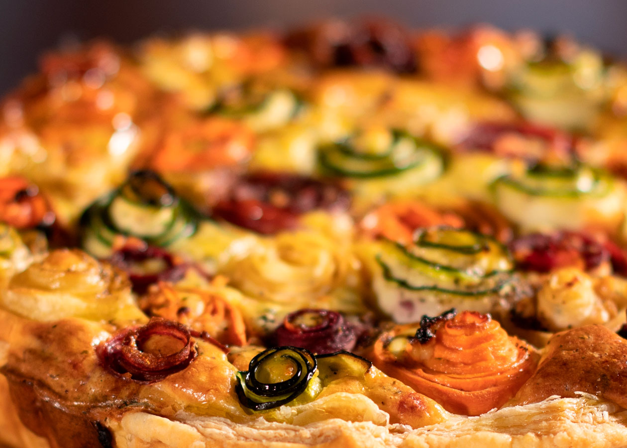 Rainbow Rose Veggie Tart