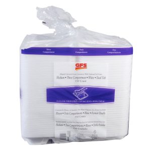Medium 3-compartment Foam Containers | Packaged